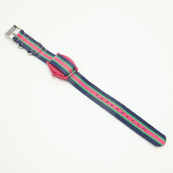 Nixon The Small Time Teller Pink Multicolor 26mm Watch Nylon Strap w New Battery - Picture 13 of 14